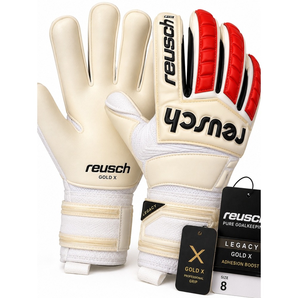 Reusch Goalkeeper Gloves Mens Size 8 White Legacy Gold X Soccer 5270904-1110-8